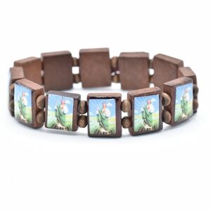 San judas wooden beads bracelet, religious bracelet - unisex